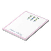 Blue and White Chinoiserie With Rabbits Topiary ノートパッド (回転)