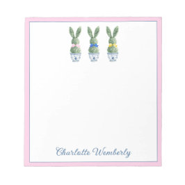 Blue and White Chinoiserie With Rabbits Topiary ノートパッド