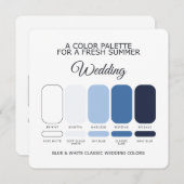 Blue and White Classic Wedding Color Palette Card 招待状 (正面/裏面)