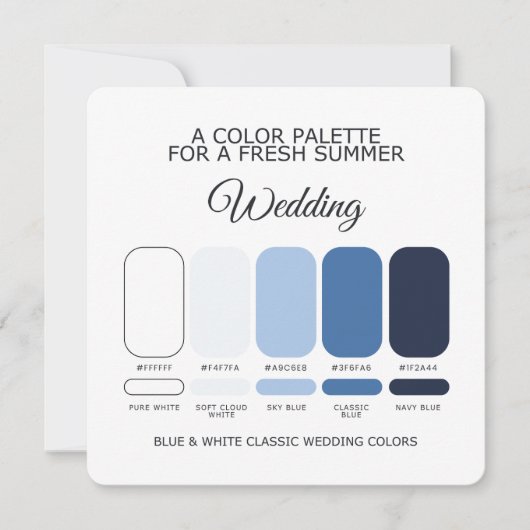 Blue and White Classic Wedding Color Palette Card 招待状 (正面)