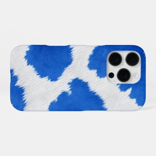 blue and white cow skin texture iPhoneケース (裏面横)