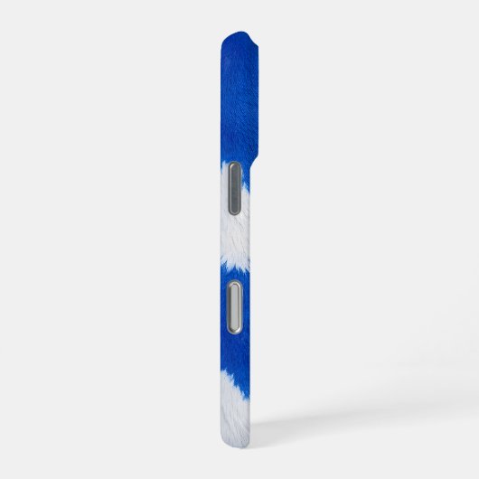 blue and white cow skin texture iPhoneケース (右側面)