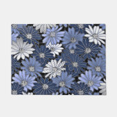 Blue and white daisy pattern ドアマット (正面)