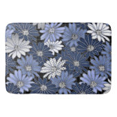 Blue and white daisy pattern バスマット (正面)