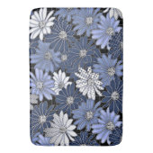 Blue and white daisy pattern バスマット (正面縦)
