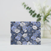 Blue and white daisy pattern ポストカード (スタンド正面)
