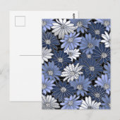 Blue and White Daisy Pattern ポストカード (正面/裏面)