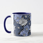 Blue and white daisy pattern マグカップ (左)