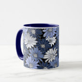 Blue and white daisy pattern マグカップ (正面左)