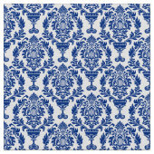 blue and white damask-patterned  fabric. ファブリック (クローズアップ)