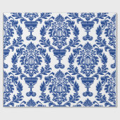 Blue and white damask patterned paper  ラッピングペーパー (フラット)