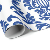 Blue and white damask patterned paper  ラッピングペーパー (ロールコーナー)