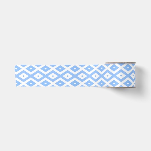Blue and white diamond pattern サテンリボン (正面)
