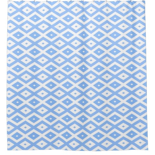 Blue and white diamond pattern シャワーカーテン (正面)