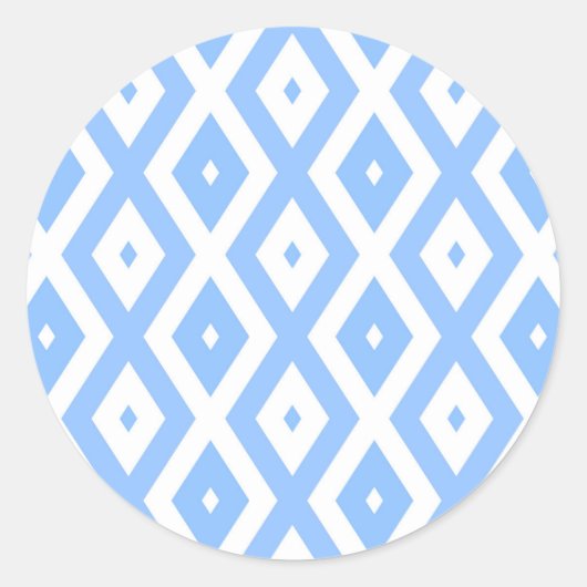 Blue and white diamond pattern ラウンドシール (正面)