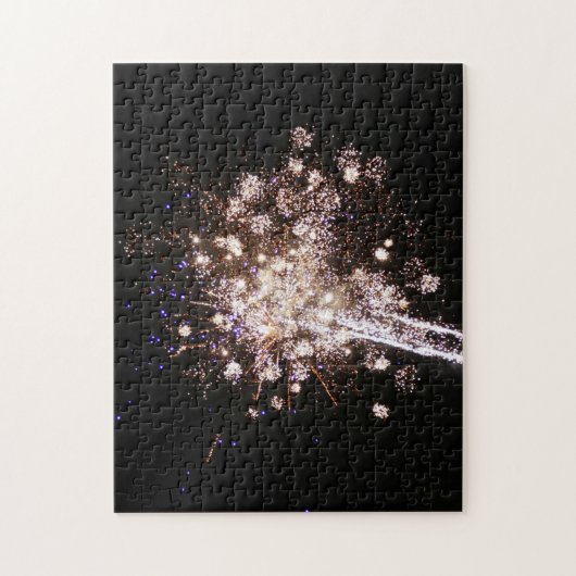 Blue and White Fireworks ジグソーパズル (縦)