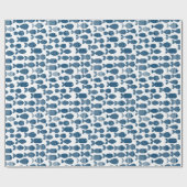 Blue and White Fish Wrapping Paper ラッピングペーパー (フラット)