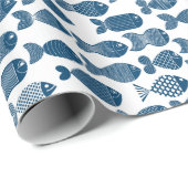 Blue and White Fish Wrapping Paper ラッピングペーパー (ロールコーナー)