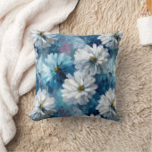 Blue and White Floral クッション (ブランケット)