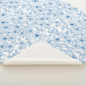 Blue and White Floral Aesthetic シェルパブランケット (3/4)