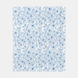Blue and White Floral Aesthetic フリースブランケット