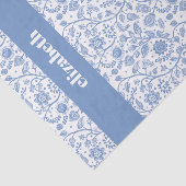 Blue and White Floral Botanical Custom Name Modern 薄葉紙 (詳細)