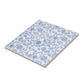 Blue and White Floral Botanical Pattern Modern タイル (側面)