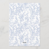 Blue and White Floral Chinoiserie Monogram Wedding 招待状 (裏面)