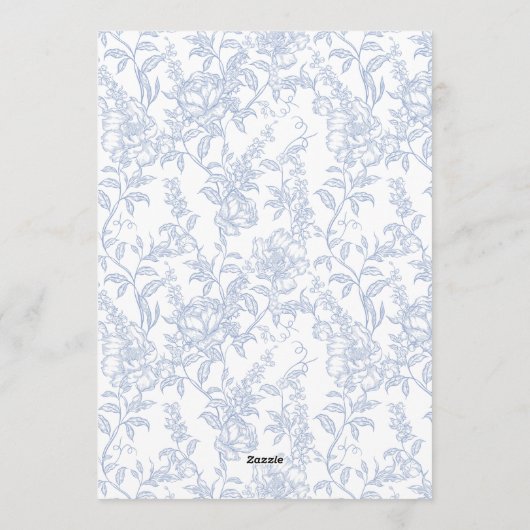 Blue and White Floral Chinoiserie Monogram Wedding 招待状 (裏面)