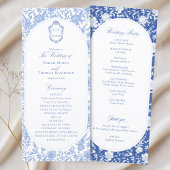 Blue and White Floral Chinoiserie Wedding Program