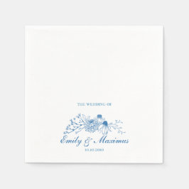 Blue and White Floral Classical Wedding napkin スタンダードカクテルナプキン