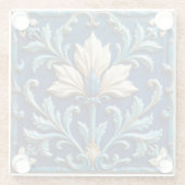 Blue and White Floral Coaster ガラスコースター (裏面)