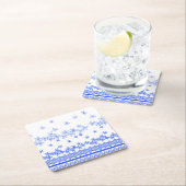 Blue and White floral design, スクエアペーパーコースター (インサイチュ)