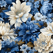 Blue and White Floral Dining Table Runner ロングテーブルランナー