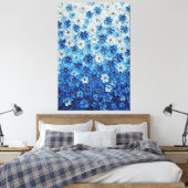 Blue and White Floral Gradient Abstract Wall Art キャンバスプリント (インサイチュ (寝室))