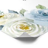 Blue and White Floral Nautical Birthday Welcome ポスター (角)