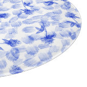 Blue And White Floral Paint Brush Strokes カッティングボード (角)