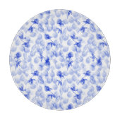 Blue And White Floral Paint Brush Strokes カッティングボード (正面)
