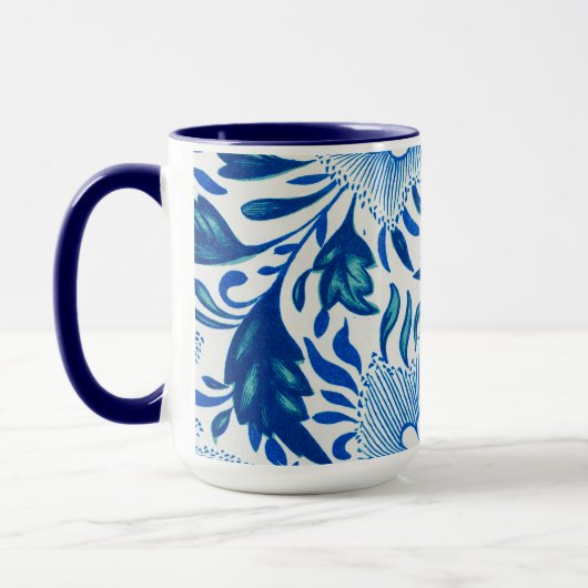 Blue and White Floral Pattern マグカップ (左)