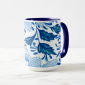 Blue and White Floral Pattern マグカップ (正面右)