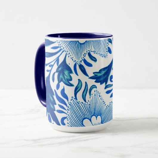 Blue and White Floral Pattern マグカップ (正面左)