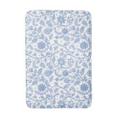 Blue and White Floral Pattern Botanical Whimsical バスマット (正面縦)