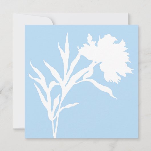 Blue and White Floral Silhouette Card カード (正面)