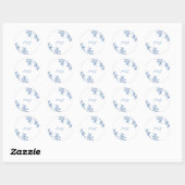 Blue and White Floral Stickers ラウンドシール (シート)