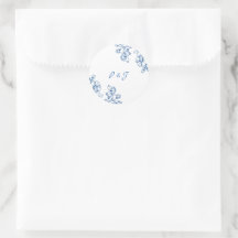 Blue and White Floral Stickers