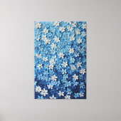 Blue and White Floral Textured Abstract Wall Art キャンバスプリント (正面)