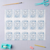 Blue and White Floral Uplifting Script Faith  薄葉紙 (クラフト)