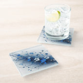  Blue and White Floral Vine Throw Pillow  ガラスコースター (アングル)
