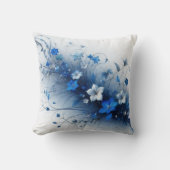  Blue and White Floral Vine Throw Pillow  クッション (正面)