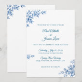 Blue and White Floral Wedding Invitation 招待状 (正面/裏面)
